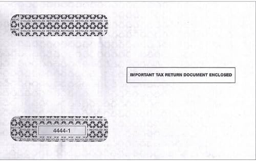 Double-Window Security Envelopes for W-2 4-Up Forms, Gummed Seal, Pack of 25.