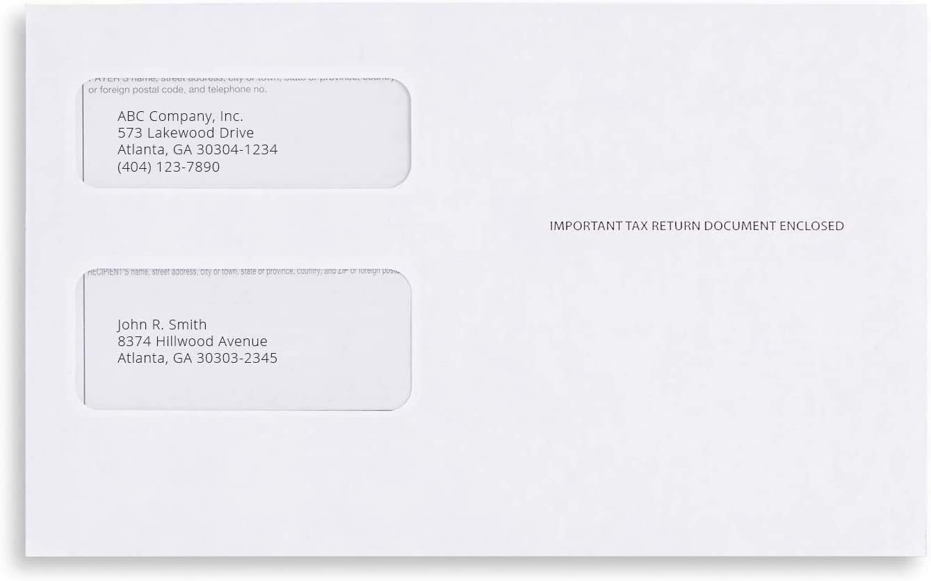 500 Self-Seal 1099 Tax Envelopes, Double-Window, 5 5/8" x 9