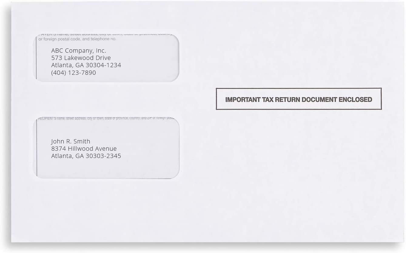 500 W-2 Self-Seal Envelopes, Double Window, for W-2 Tax Forms.
