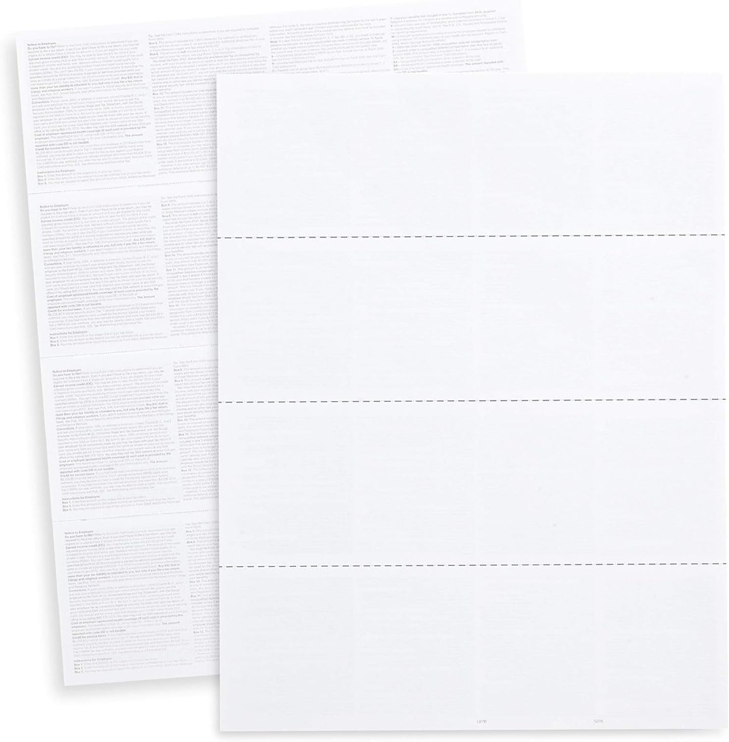 2024 Blank W-2 4-Up Horizontal Tax Forms, 50 Employees