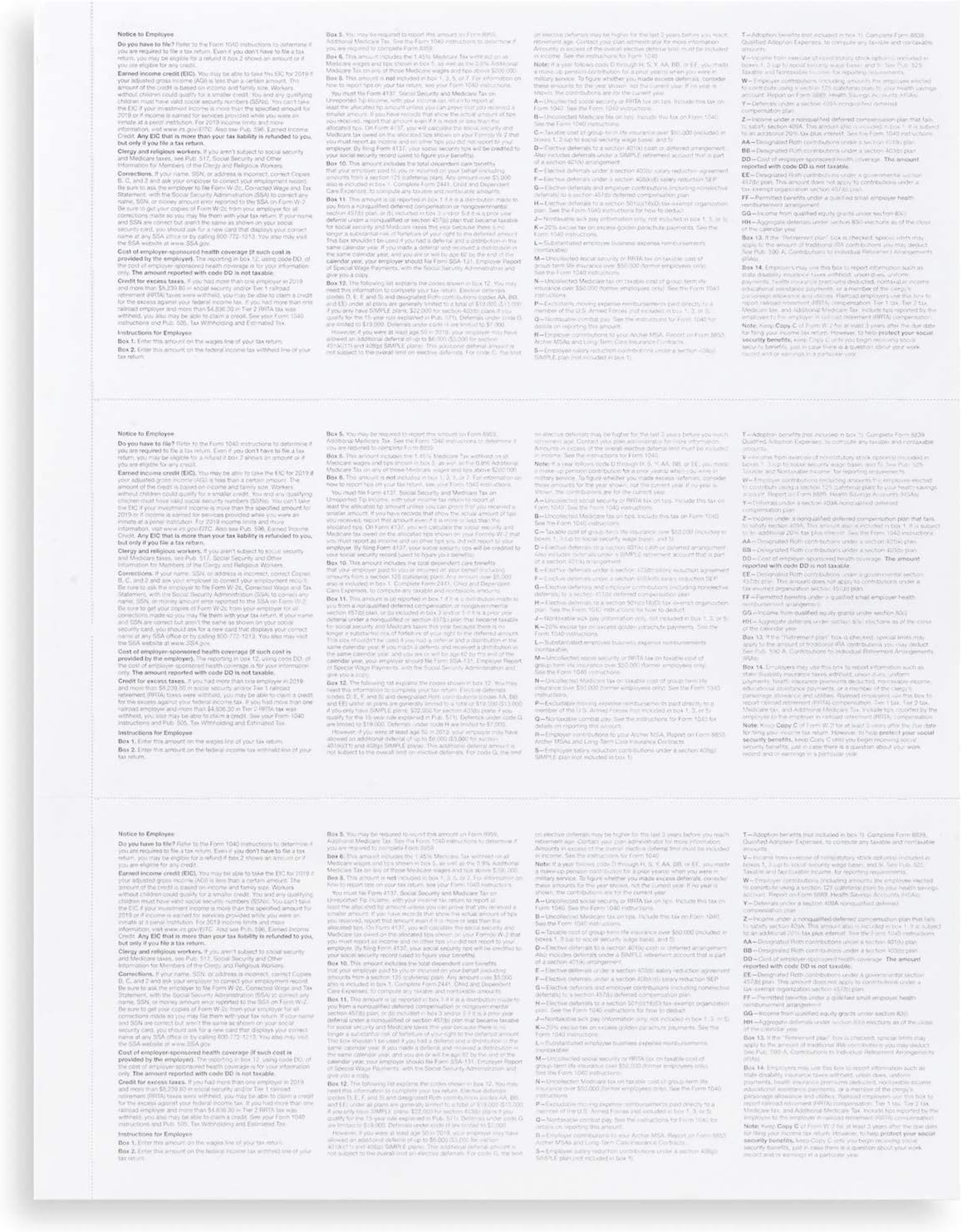 2024 W-2 3-Up Blank Laser Forms, For 100 Employees