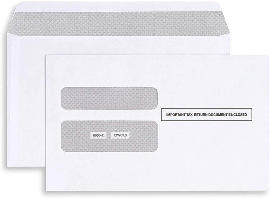 50 Self-Seal W-2 Envelopes, Double Window Security for W-2 Tax Forms, Pack of 50.