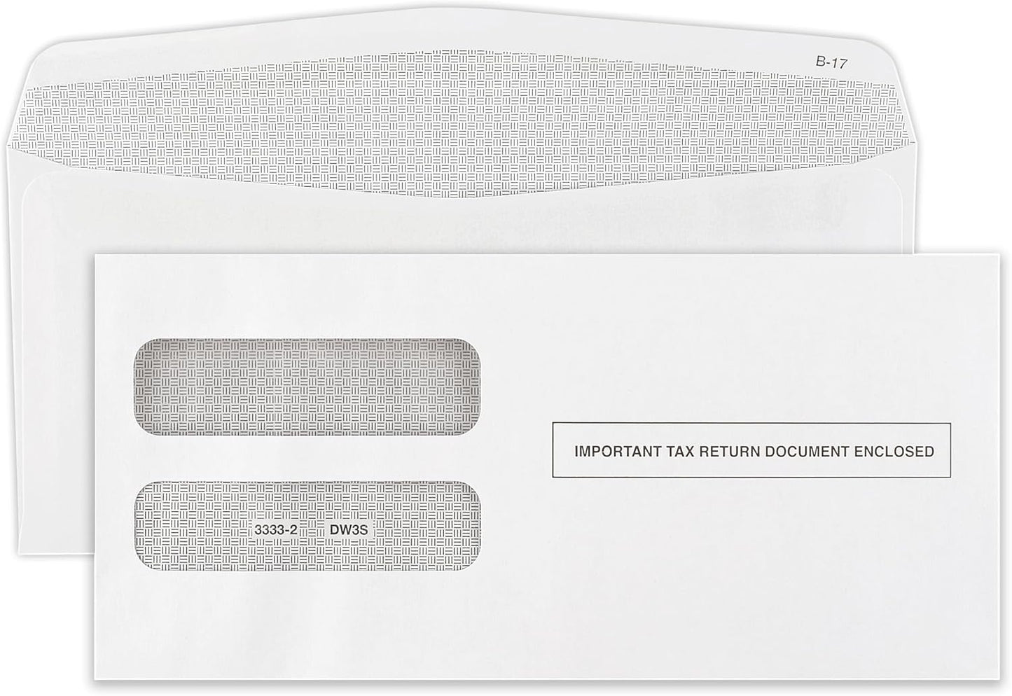 100 W-2 Envelopes, 3-Up Horizontal, Self-Seal, Double Window, Pack of 100.