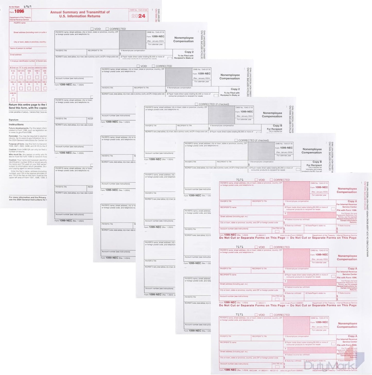 2024 1099 NEC Forms 50-Pack, 3-Part Kit