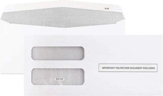 100 Pack Self-Seal Security Envelopes for 1099 NEC and W2 3-Up Form