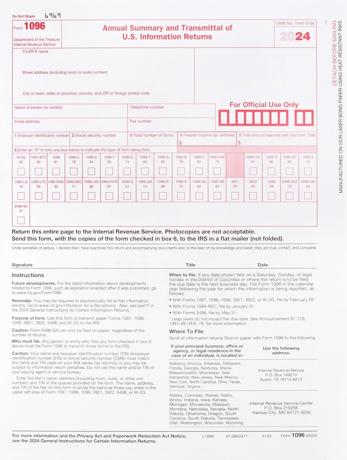 2024 1099-NEC Forms, 4 Part, 25 Pack, QuickBooks Ready