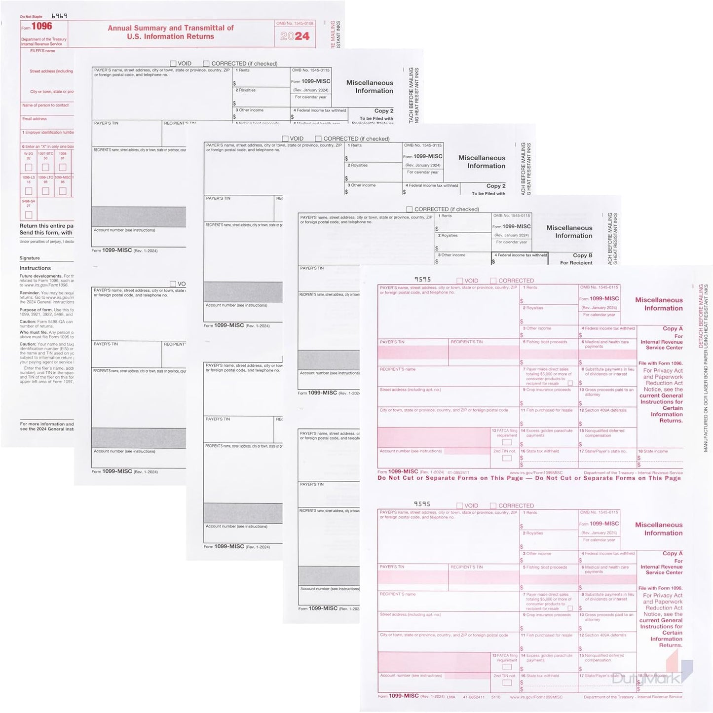 2024 1099-MISC Forms, 5-Part, 25 Pack