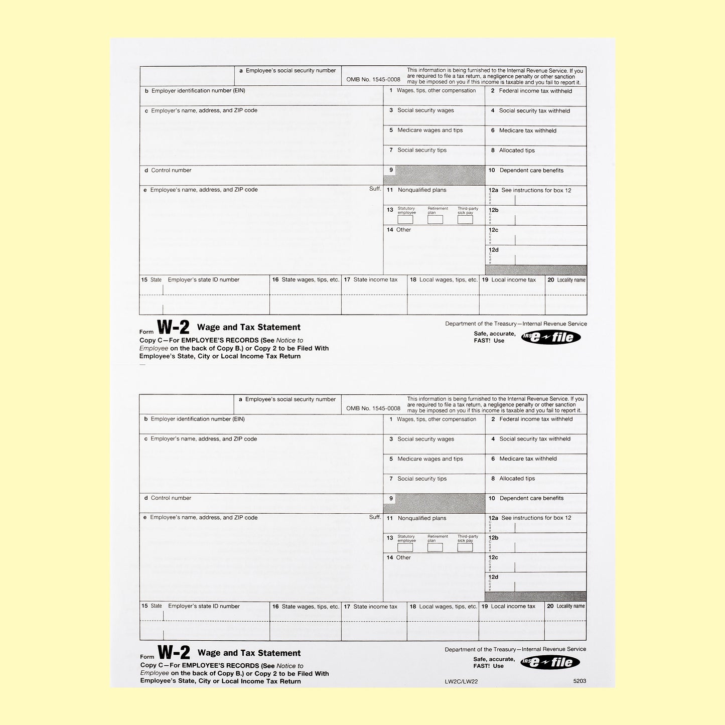 W-2C WAGE CORRECTION FORMS 4 PART /10