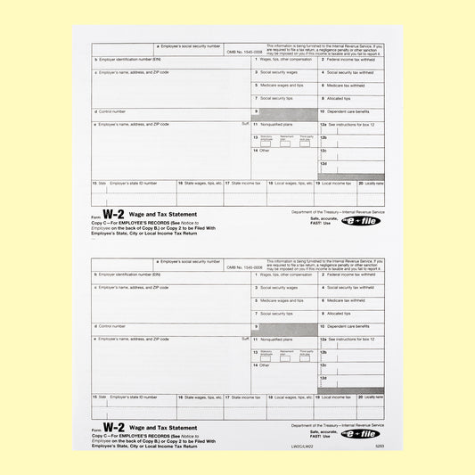 W-2C WAGE CORRECTION FORMS COPY A ONLY/25