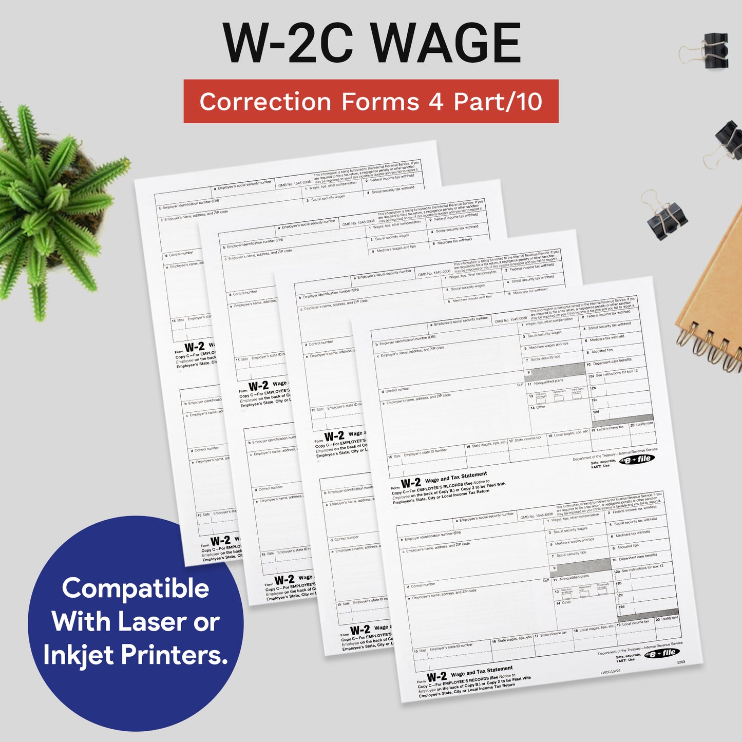 W-2C WAGE CORRECTION FORMS 4 PART /10