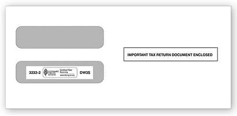 W-2 Tax Envelopes for 3-Up Horizontal, Double Window Self-Seal Security Envelope, W-2 with the Side Stub RemovedTax Forms Pack of 50 Envelopes