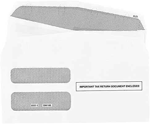 50 1099 NEC Tax Form Envelopes, Designed for Printed 1099 NEC Forms, Self-Seal, Double-Window, Security Tinted, 50 Pack