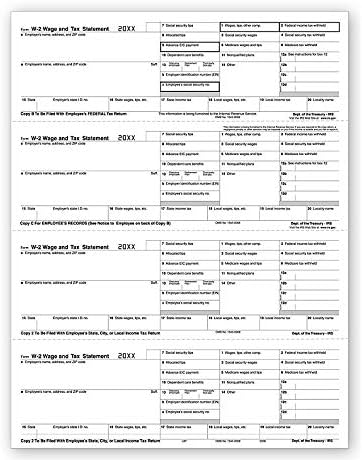 Tax Envelopes Designed for W2 Forms 4 Up Horizontal Format, Double-Window Self-Seal Security Envelopes, 25 Pack