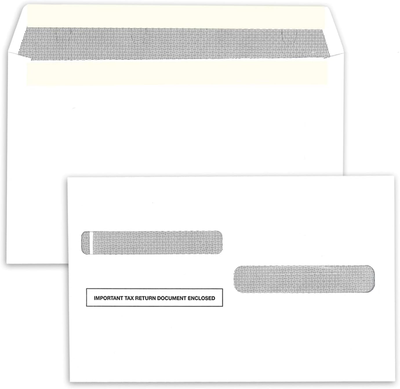 W2 Tax Envelopes, For 4-Up Style W-2 Tax Forms, 25 pack Security Double Window W2 Envelopes