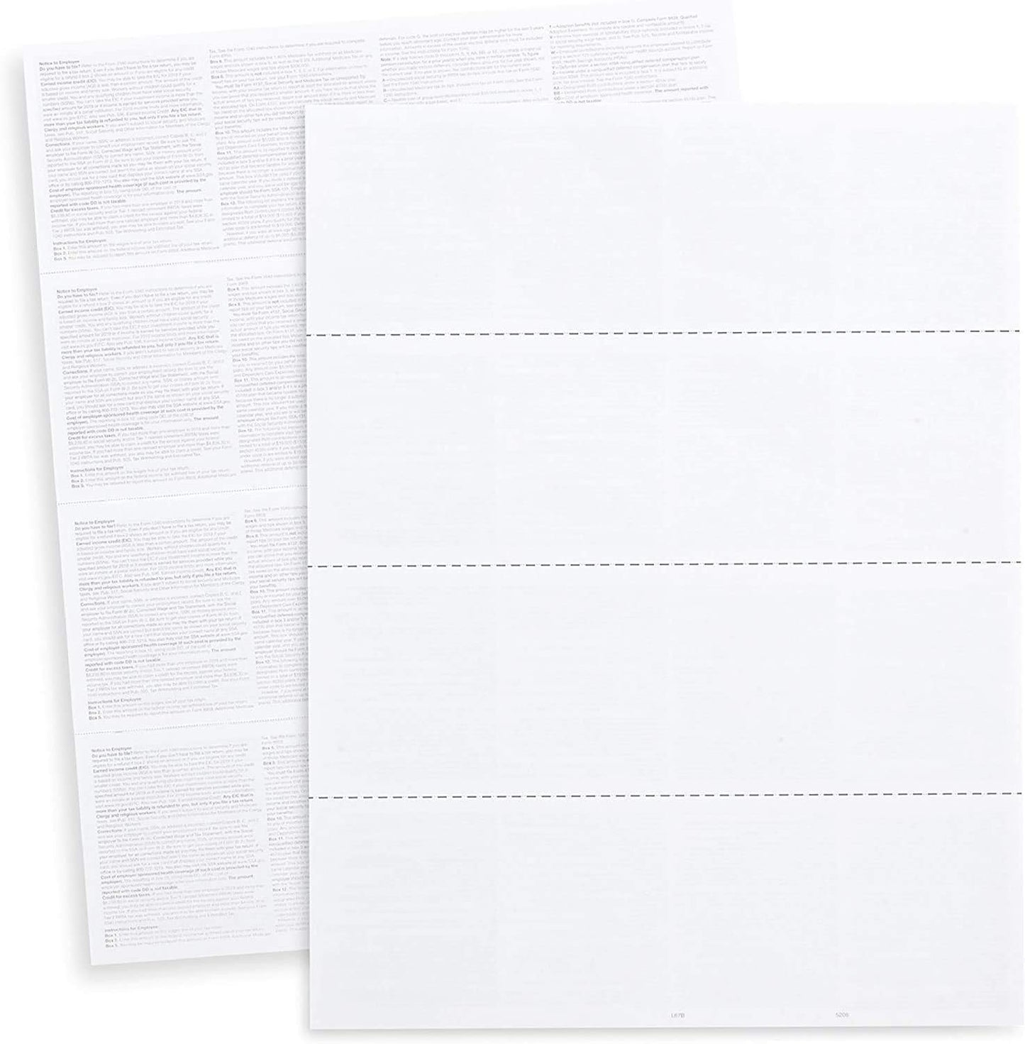 W-2 Forms Designed for ~Quick Books Online~25 Employee Kit of 4-Up Horizontal Blank Laser Tax Forms, with Back Instructions, 25 Self Seal Envelopes