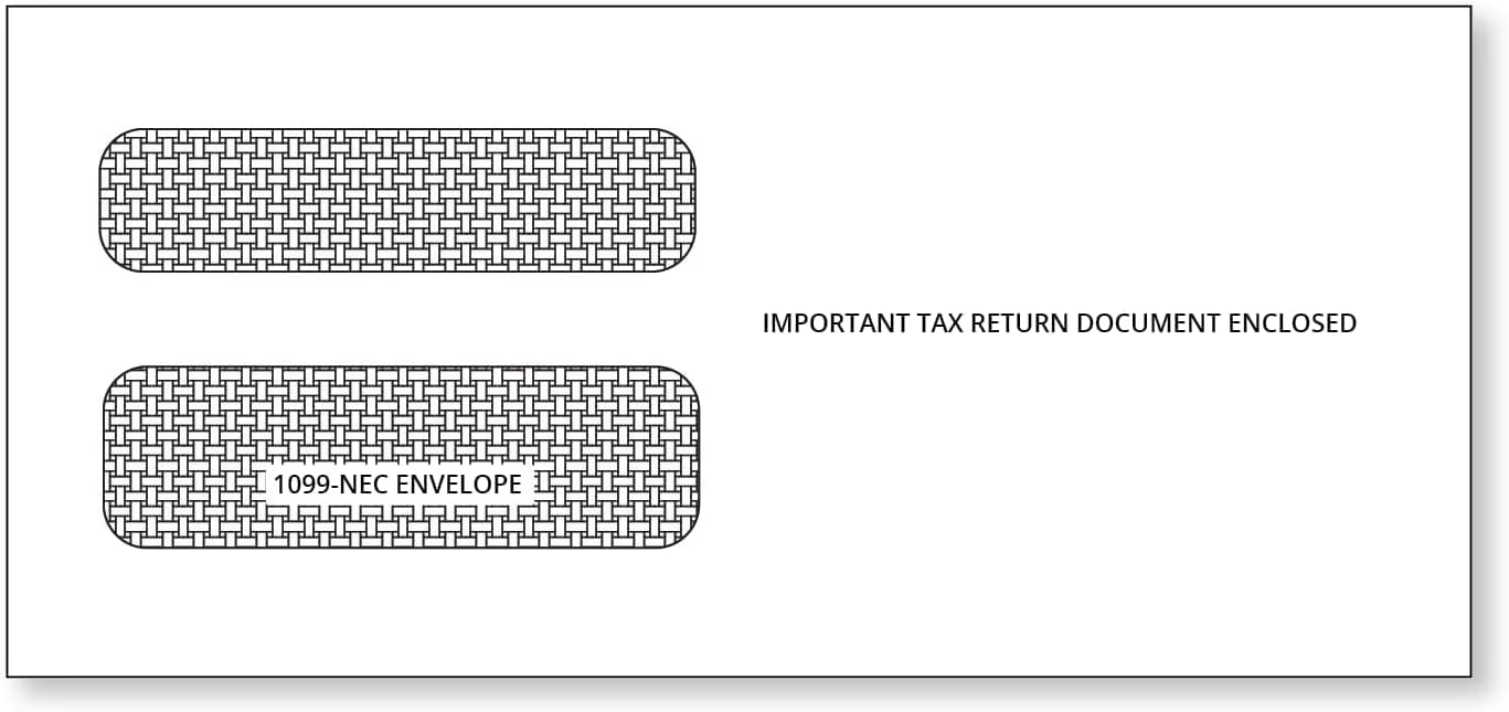 1099 Nec Tax Envelopes, Designed for Printed 1099 with the Side Stub Removed Tax Forms NEC Forms, from QuickBooks or Similar Tax Software -Gum Seal, Double-Window, Security Tinted, 25 Pack