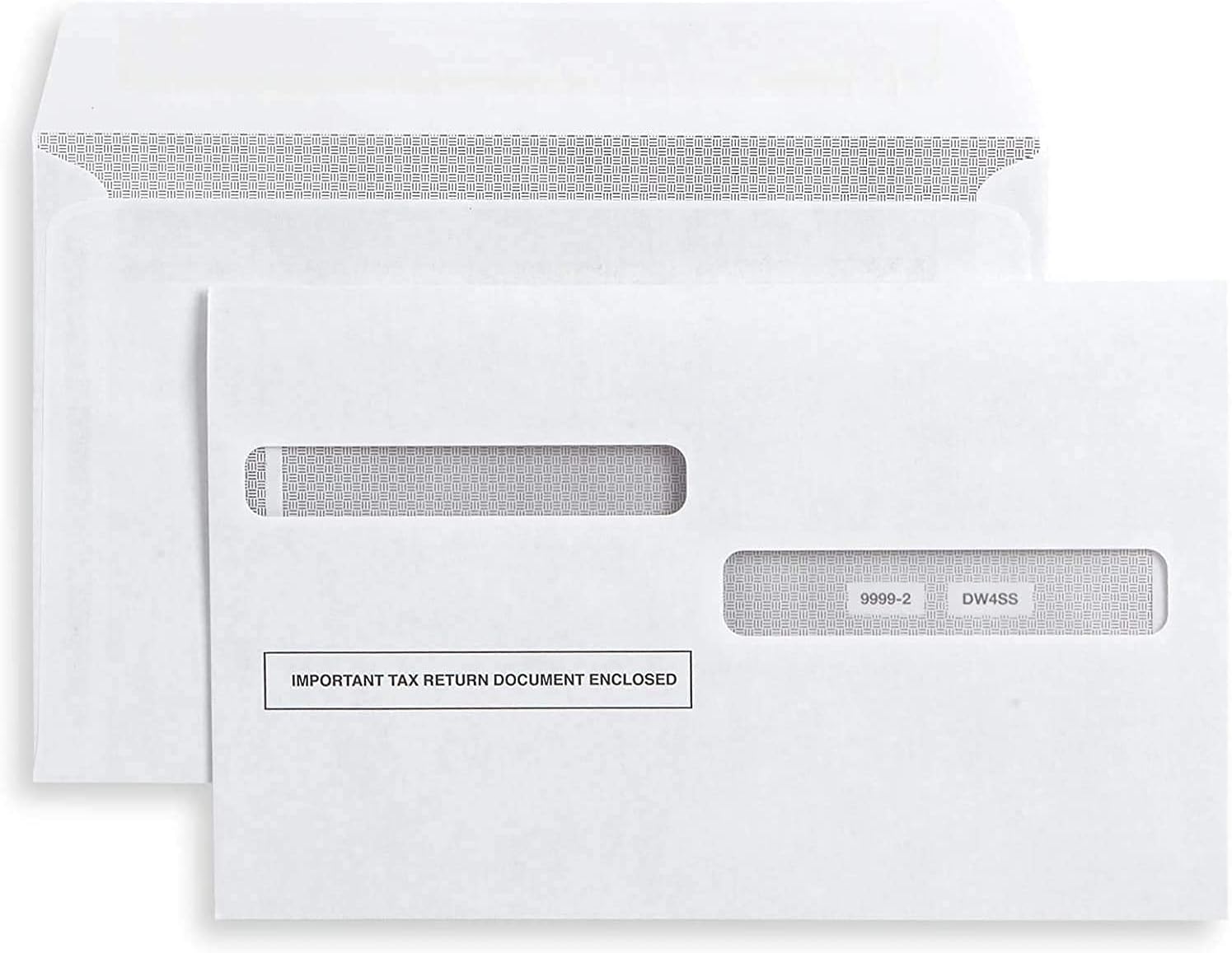 100 W-2 4-Up Envelopes, Self-Seal, Double Window, Security, Pack of 10 ...