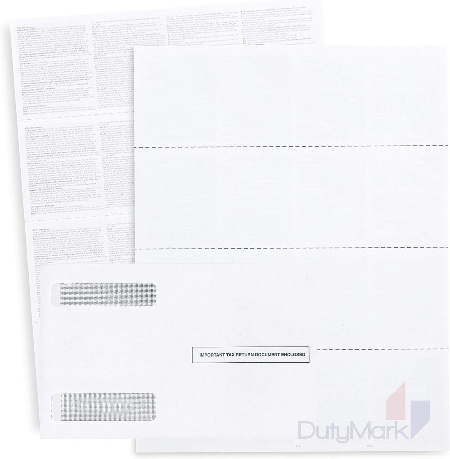 Blank W2 4-Up Horizontal Tax Forms 2024, 25 Employee Set, Designed for QuickBooks Online and Accounting Software, with Back Instructions, 25 Self Seal Envelopes Included, 4 Down Forms