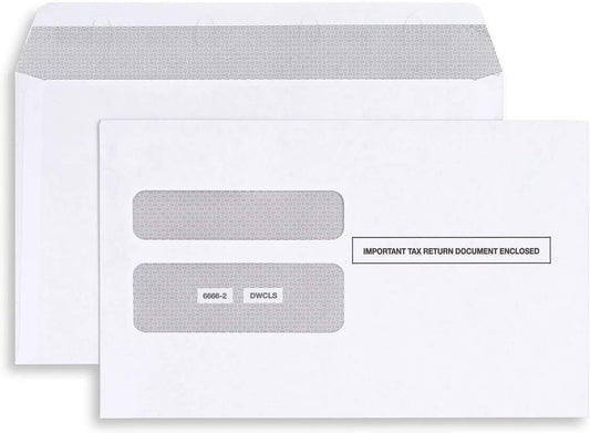 30 Envelopes For W-2, Double Window Self- Seal Security Envelopes, for W-2, Tax Envelope For W-2 Tax Forms Pack of 30