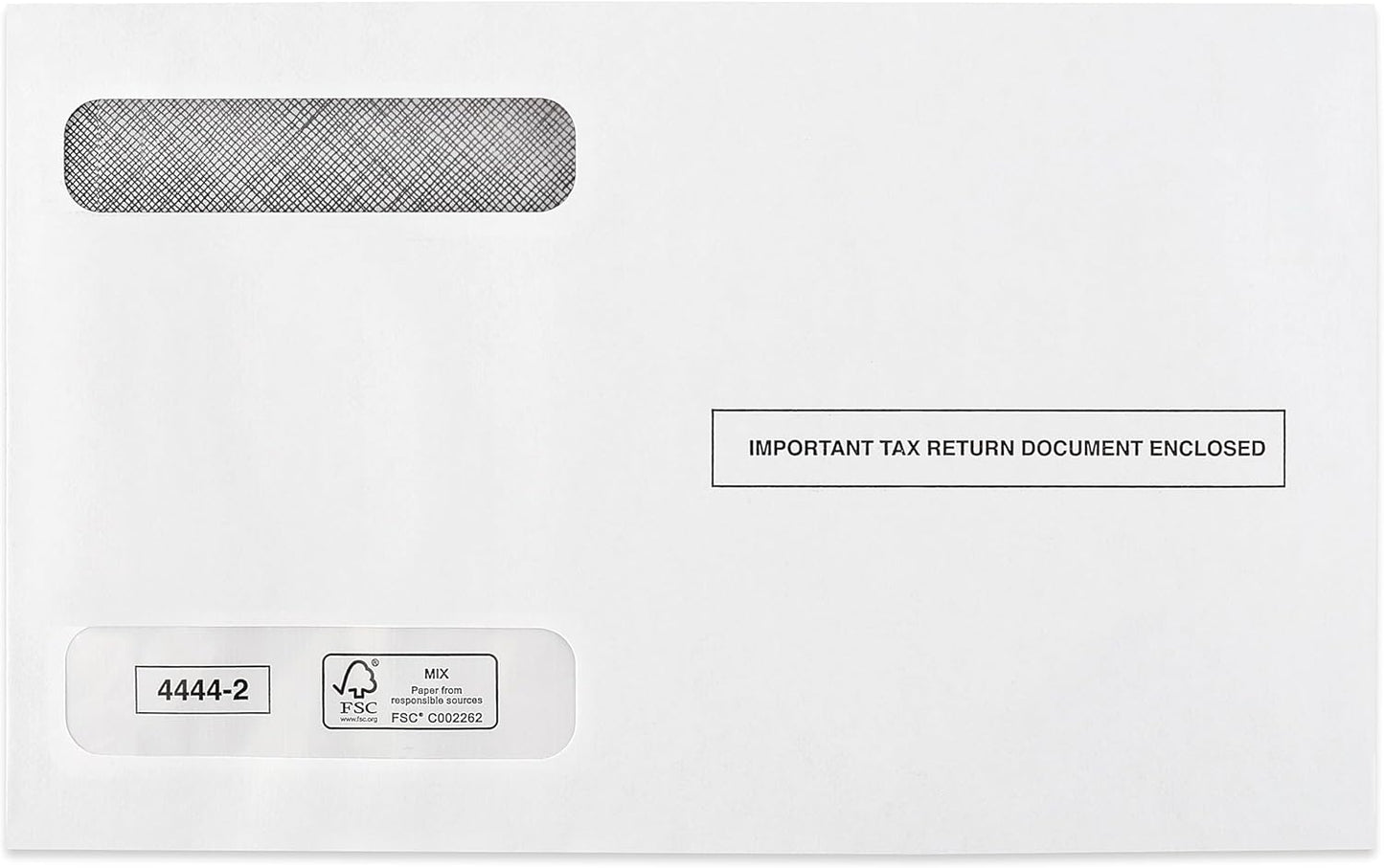 Tax Envelopes Designed for W2 Forms 4 Up Horizontal Format, Double-Window Self-Seal Security Envelopes, 50 Pack