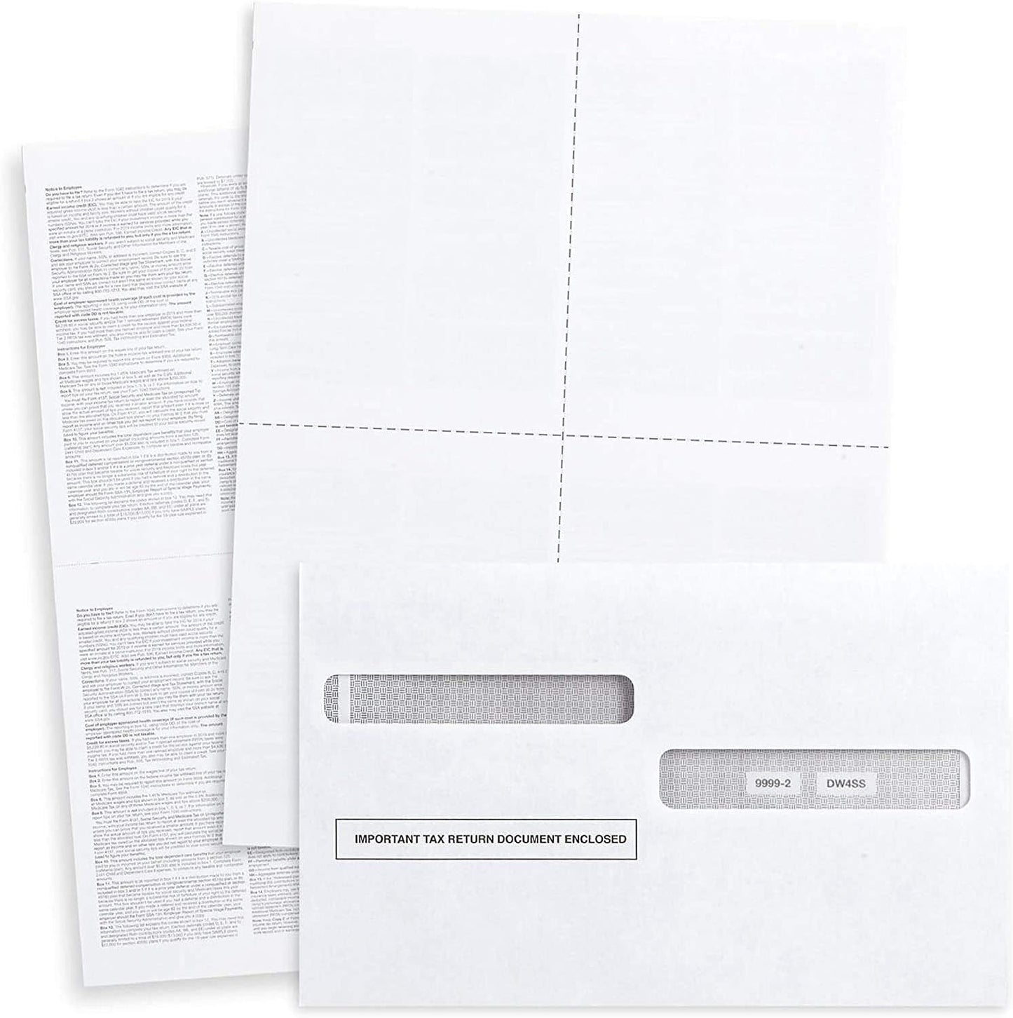 Blank W2 4 Up Tax Forms 2024,50 Employees kit, with Self-Seal Envelopes, Instructions in Back of The Forms, Great for QuickBooks and Accounting Software, Idea for E-Filing, W2 4-Up 2024