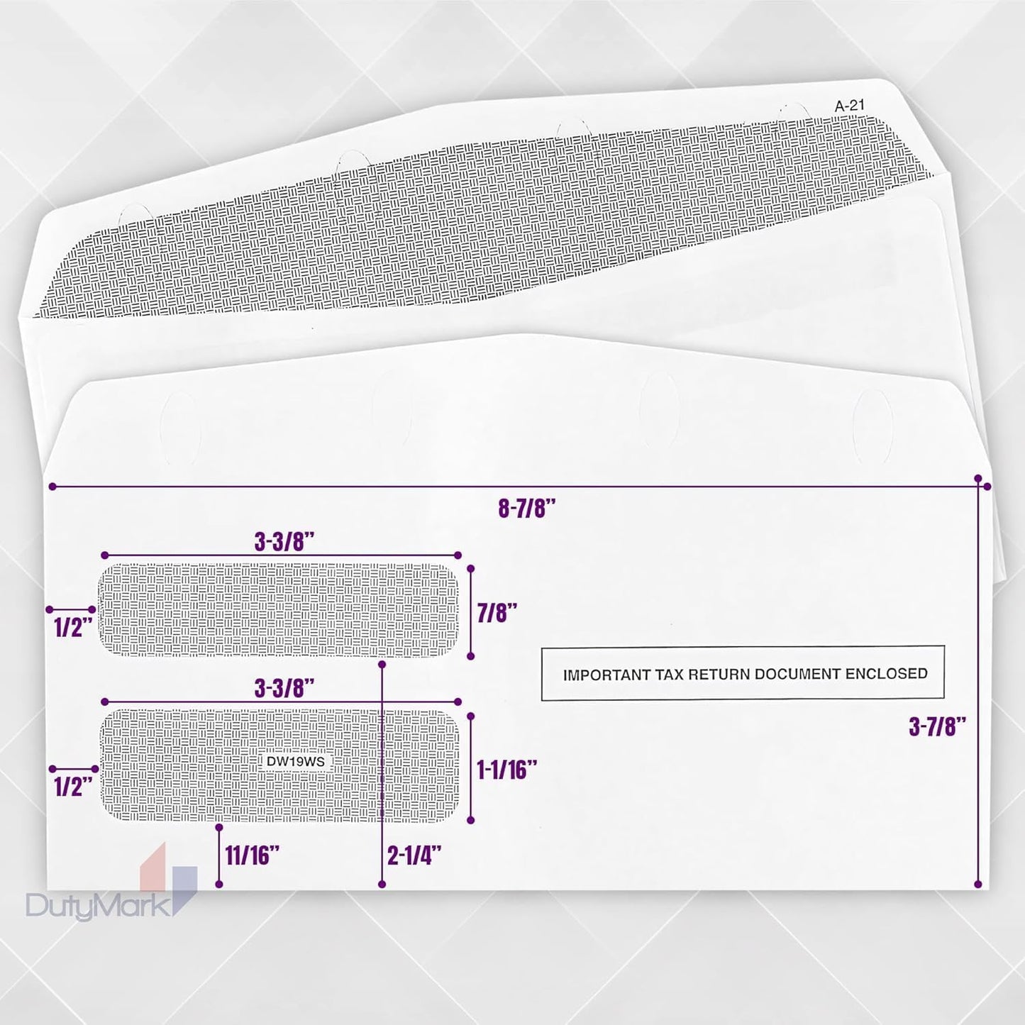 1099 NEC Tax Form Envelopes, Designed for Printed 1099 NEC Forms Self-Seal, Double-Window, Security Tinted, 25 Pack