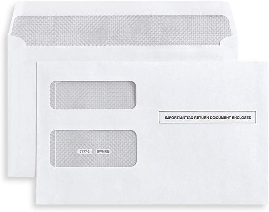 100 Tax Envelopes Self-Seal For 1099 MISC, 1099-R & DIV - INT, 1095, Double-Window Security For Quickbooks or Tax Software - 5 5/8 Inch x 9 Inch,100pk