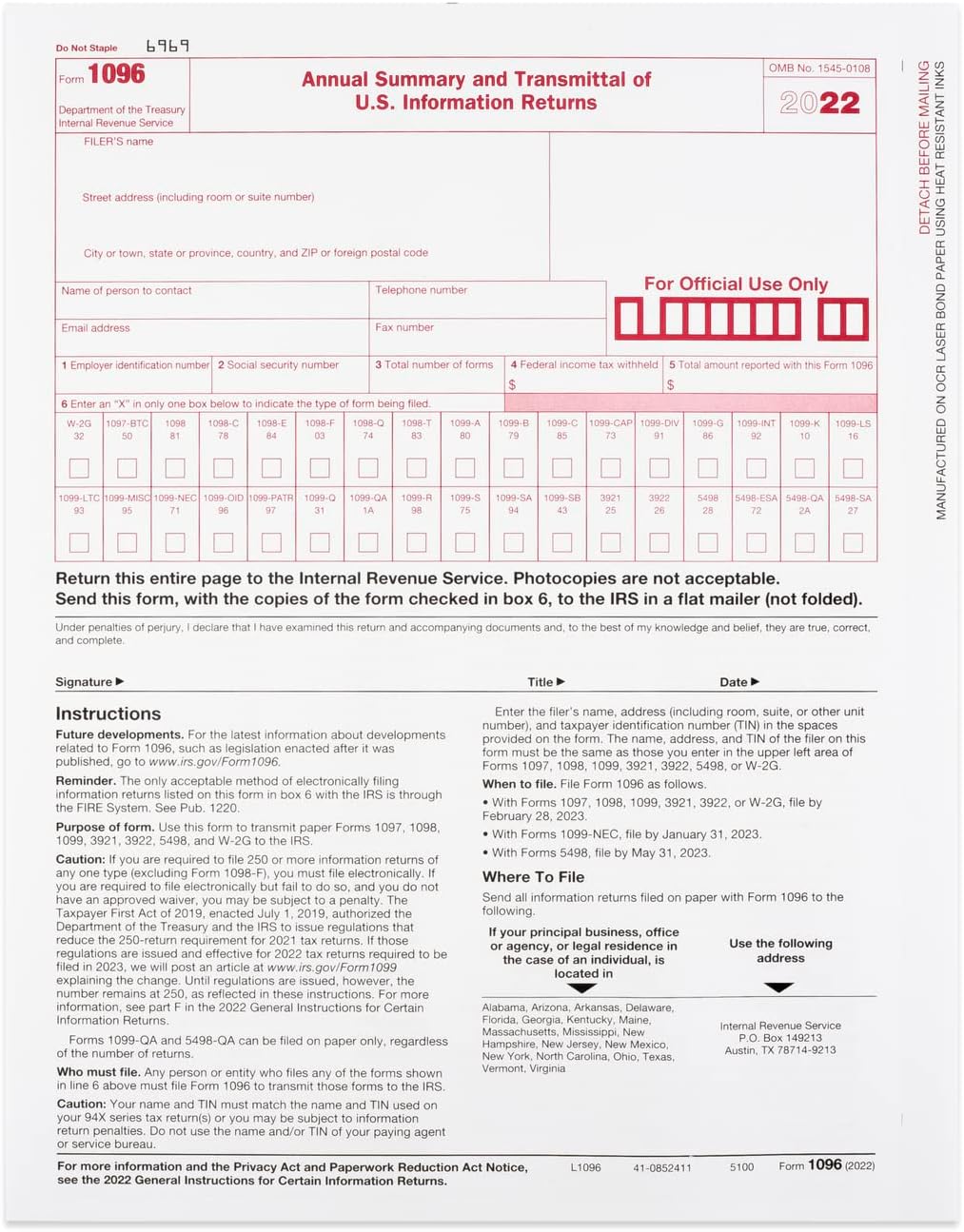 1099-NEC Forms 2022, 4 Part 25 Pack Laser Tax Forms Kit and Self-Seal Envelopes, Pack of Federal/State Copy's, 1096's –Great for QuickBooks and Accounting Software, 2022 1099-NEC