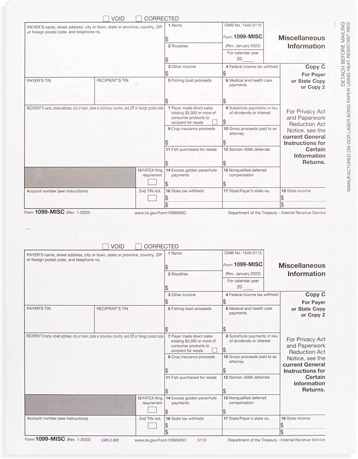 1099 Misc Tax Forms 2024 Complete 3-Part Laser - Kit for 25 Vendors, and 25 Self-Seal Envelopes Good for QB and Accounting Software,1099 Misc 2024