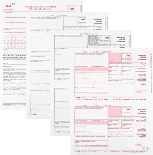 1098 Mortgage Interest -3 Part- Laser Form, Federal Set for 25, 2024