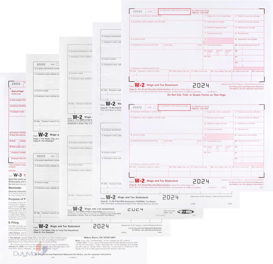 W2 Forms 2024 6-Part Kit of Laser Tax Forms for 25 Employees and W-3 Transmittal for Quickbooks and Accounting Software, 2024 W2 Forms