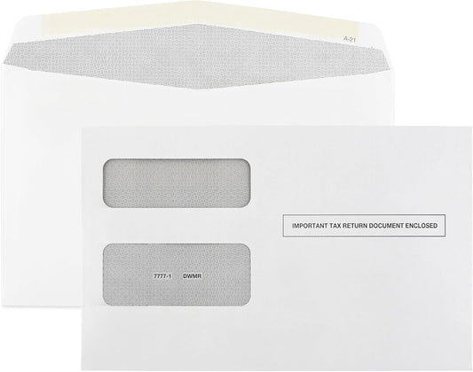 1099 MISC Tax envelopes, Double-Window Security Envelope for 1099 income Misc And 1099-R & DIV - INT, 1095 C Tax Form,5 5/8 Inch x 9 Inch, Gummed Flap, 25 Form Envelopes