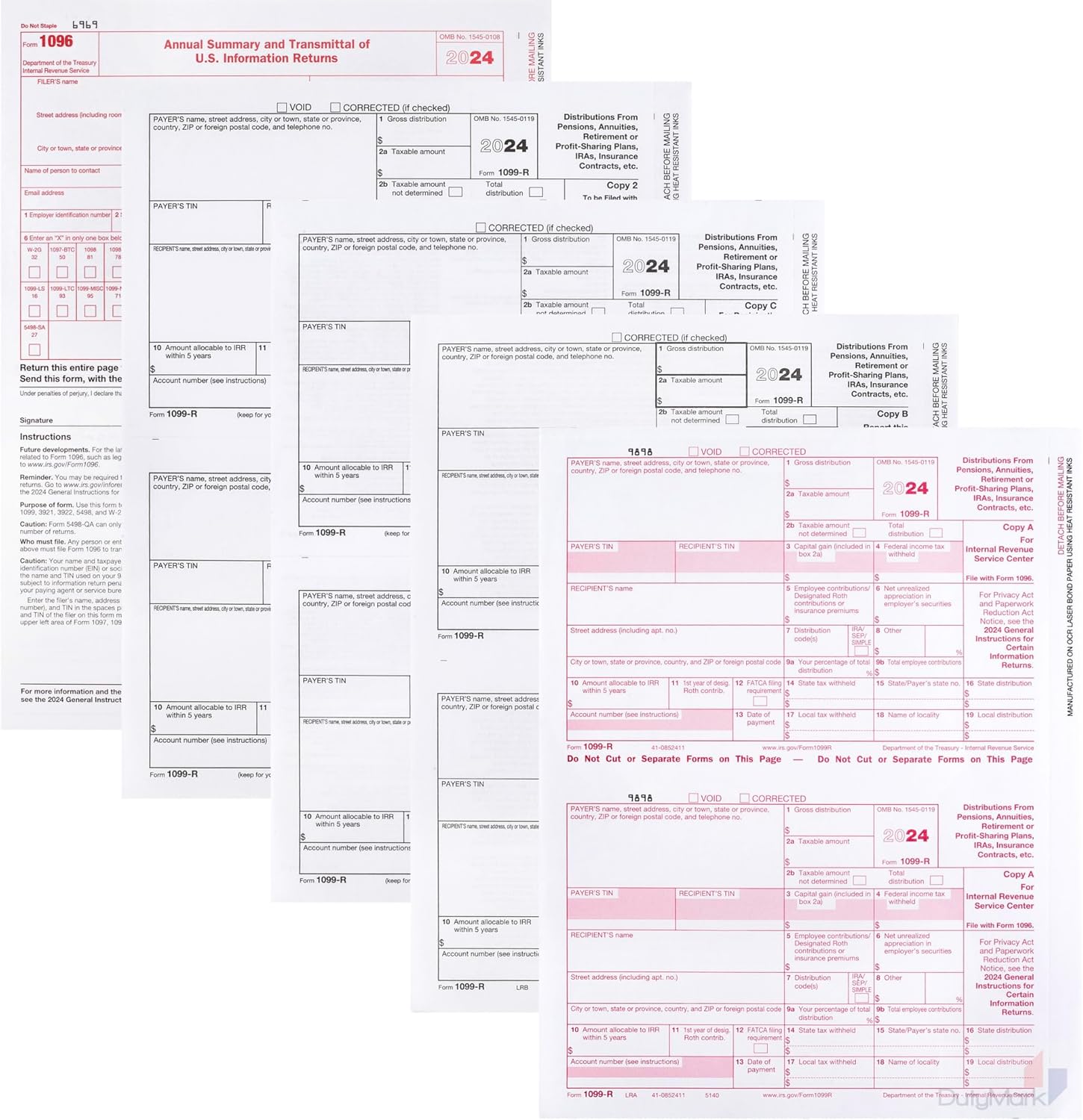 2024 1099-R Forms, 4-Part, 25 Pack, Federal & State Copies – dutymark