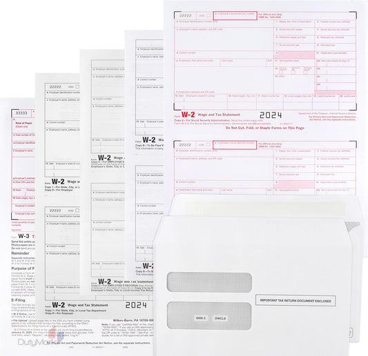 W2 Forms 2024, 6 Part Tax Forms for 25 Employees IRS Compatible W2 Forms, Works with Quick books in Other Software - Includes 25 Self-Seal Envelopes