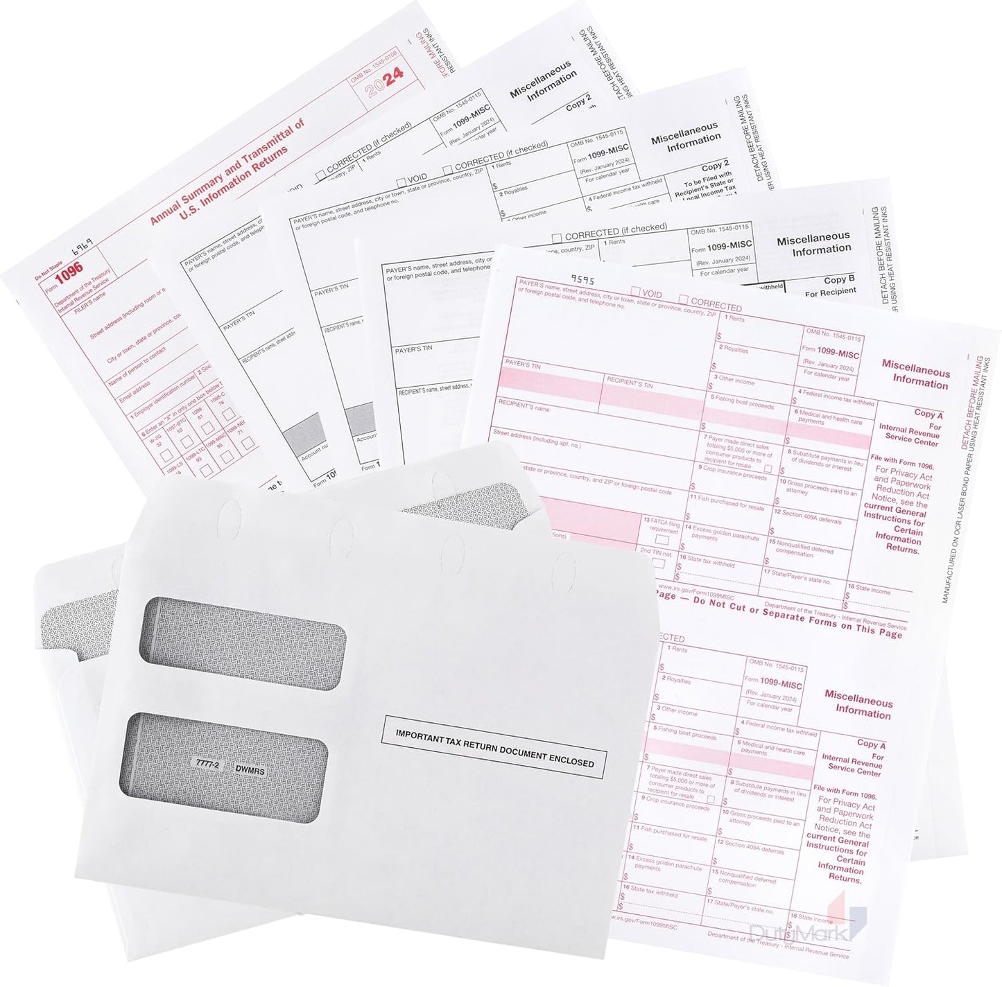 DuryMark 1099 Misc Tax Forms 2024 with Envelopes, 4 Part Tax Forms Kit for 10 Vendors - Value Pack for Business - Made in The USA - 10-Pack