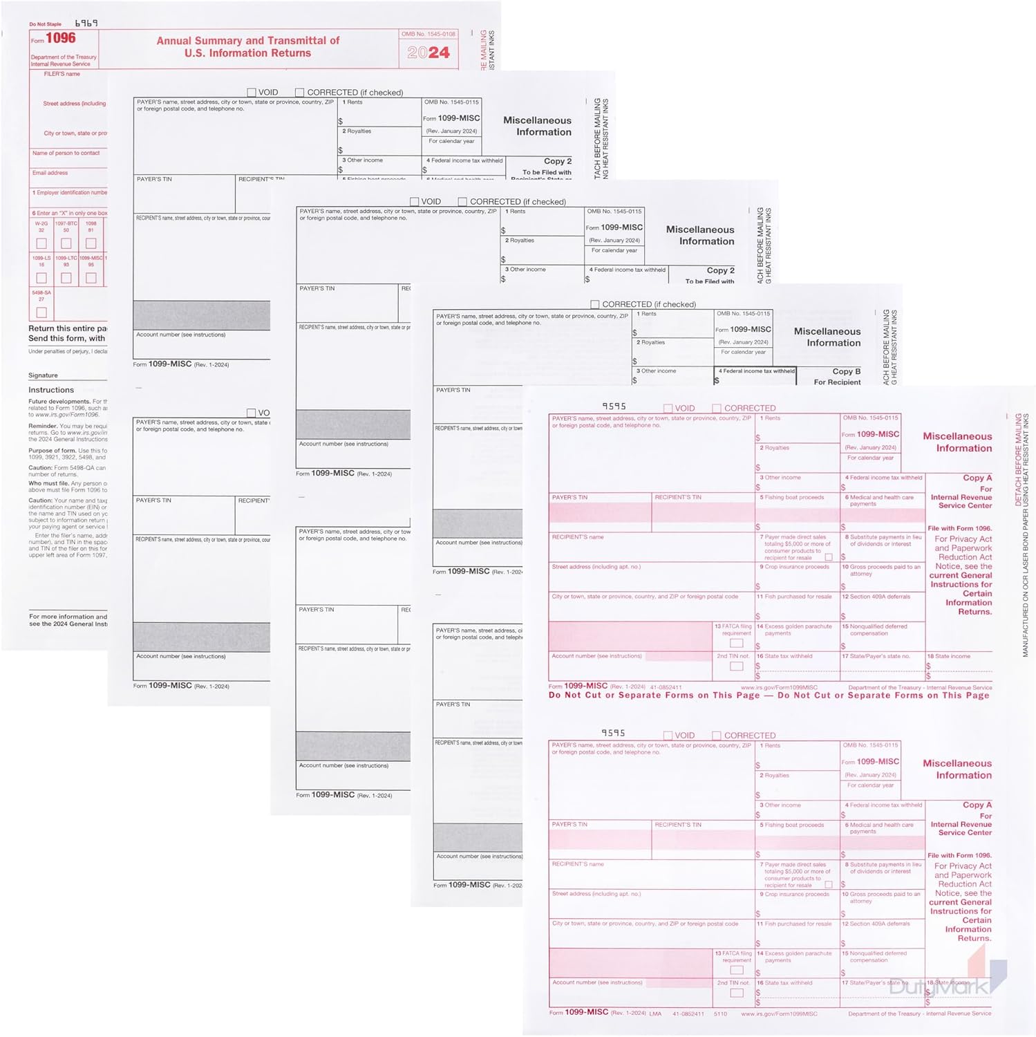 2024 1099-MISC Forms, 3 Part, 25 Pack – dutymark