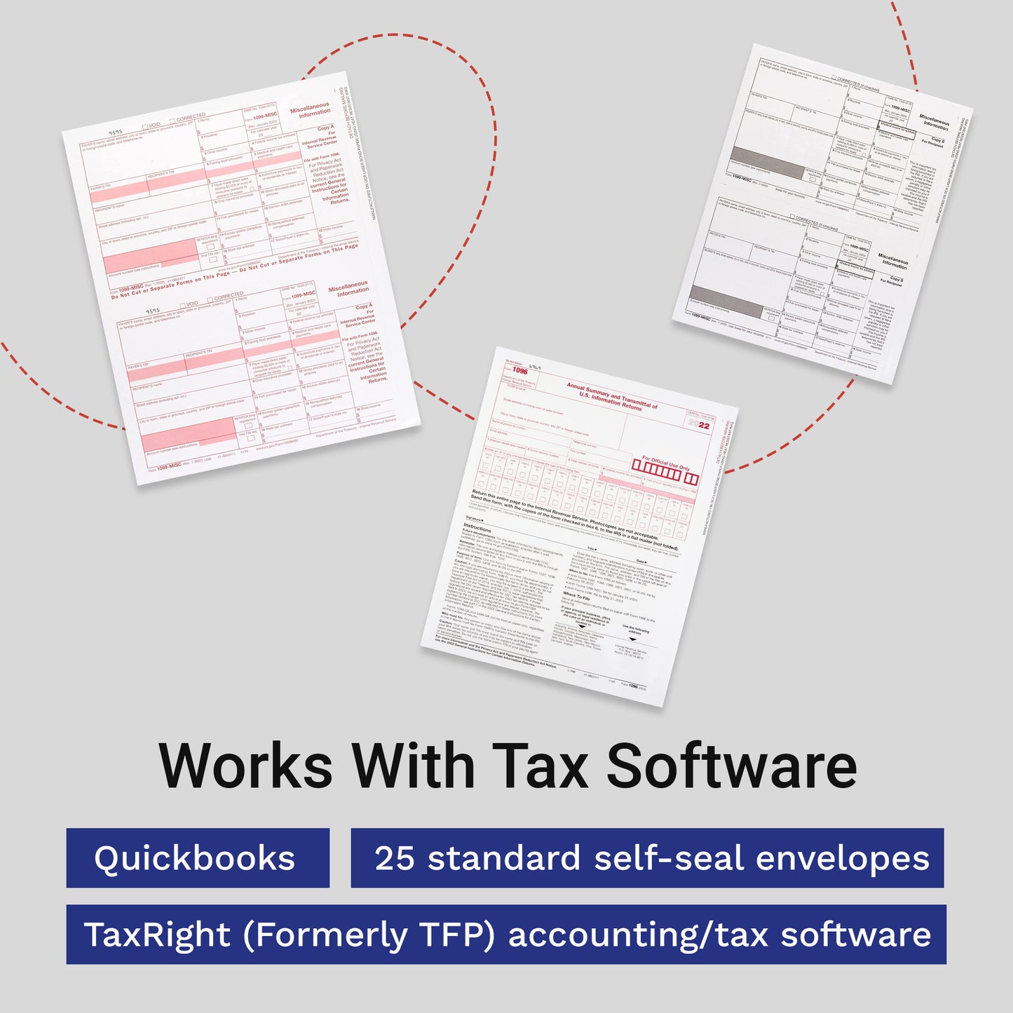 1099 MISC 4 PART FORMS KIT WITH ENVELOPES FOR 25 RECIPIENTS