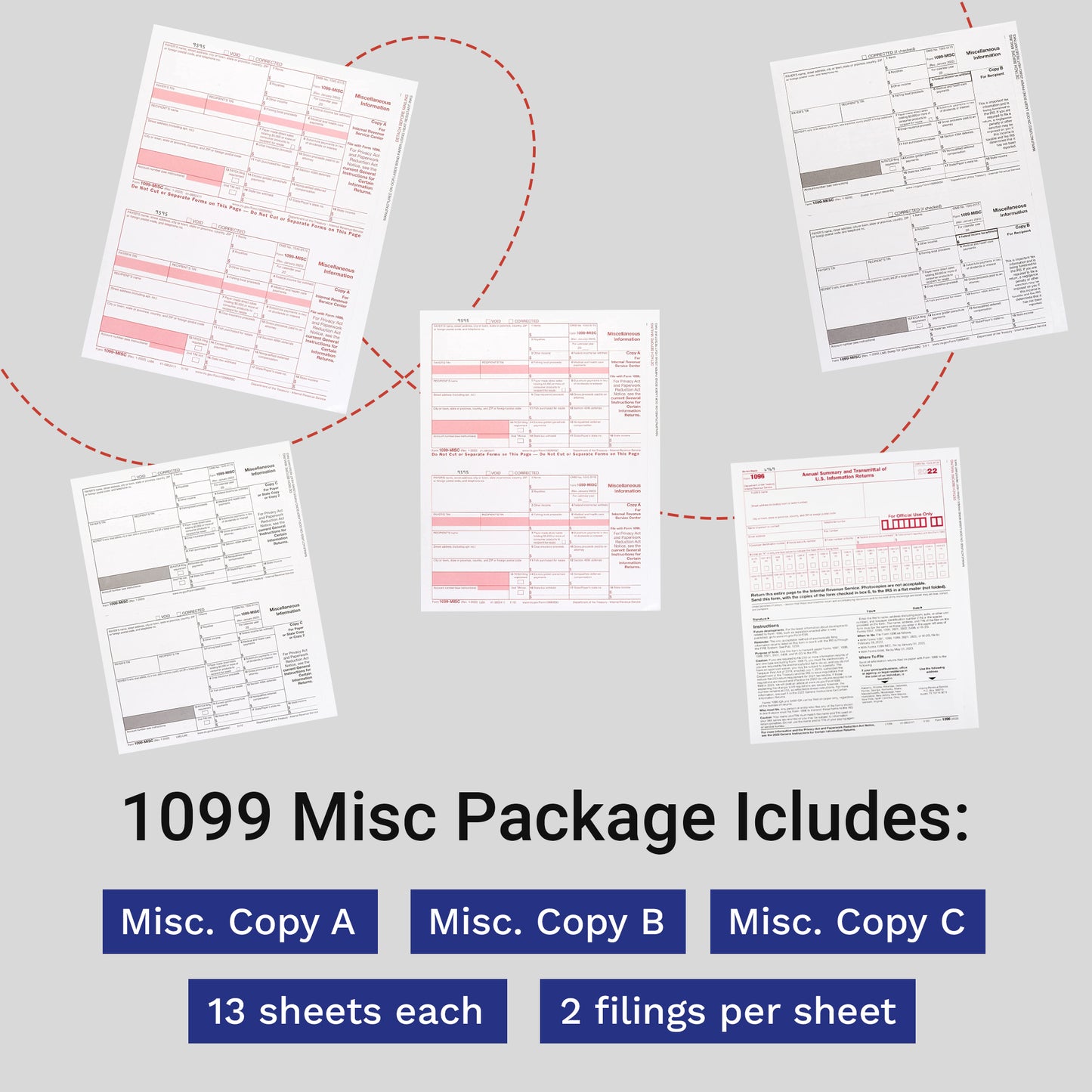 1099 MISC 3 PART FORMS KIT WITH ENVELOPES FOR 25