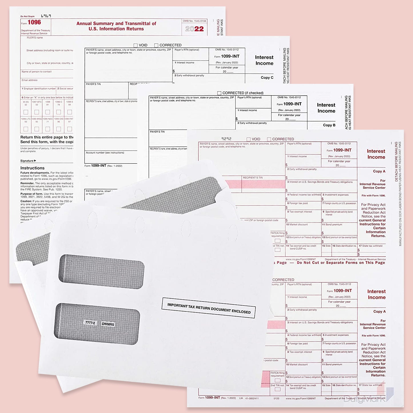 1099 INT 4 PART WITH ENVELOPES/25