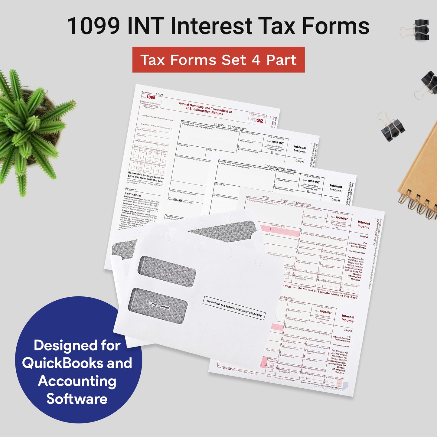 1099 INT 4 PART WITH ENVELOPES/25