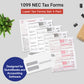 1099 NEC 4 PART FORMS KIT WITH ENVELOPES