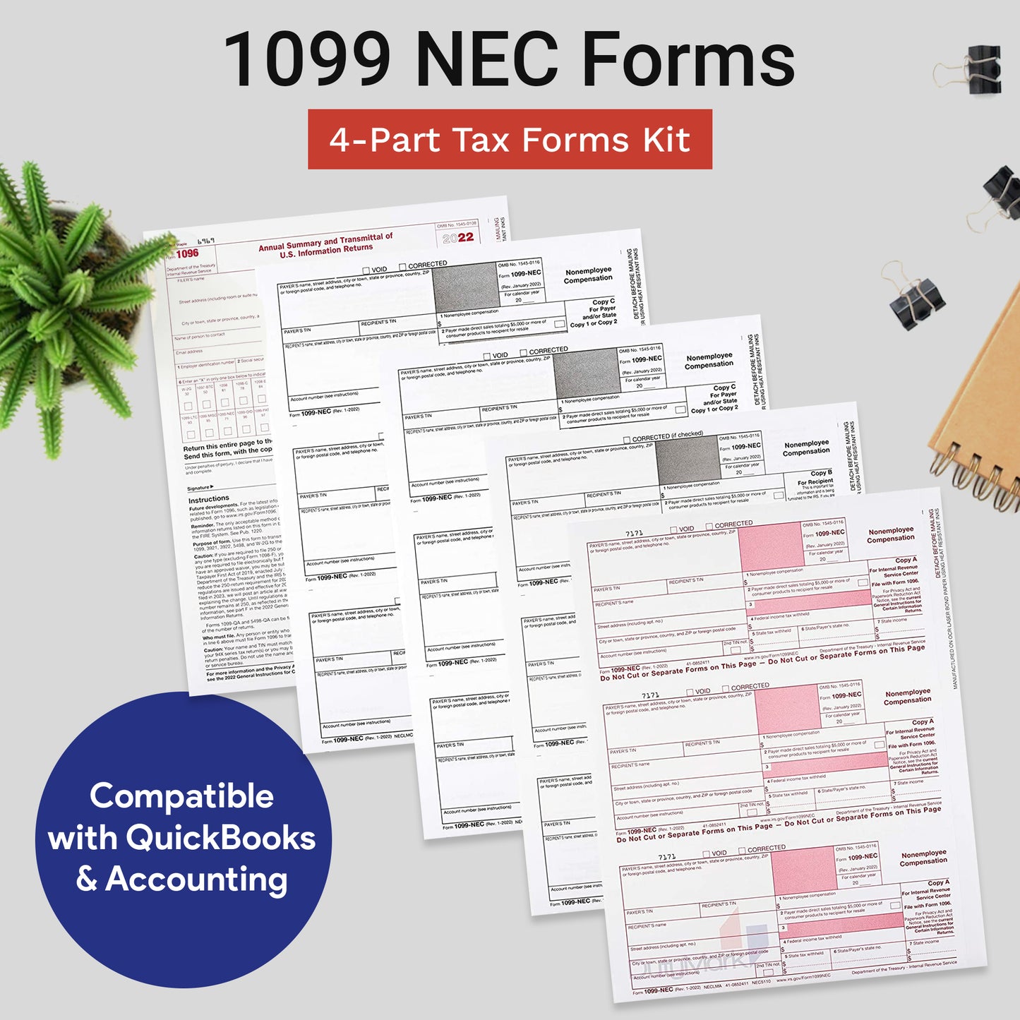 1099 NEC 4 PART FORMS KIT -NO ENVELOPES