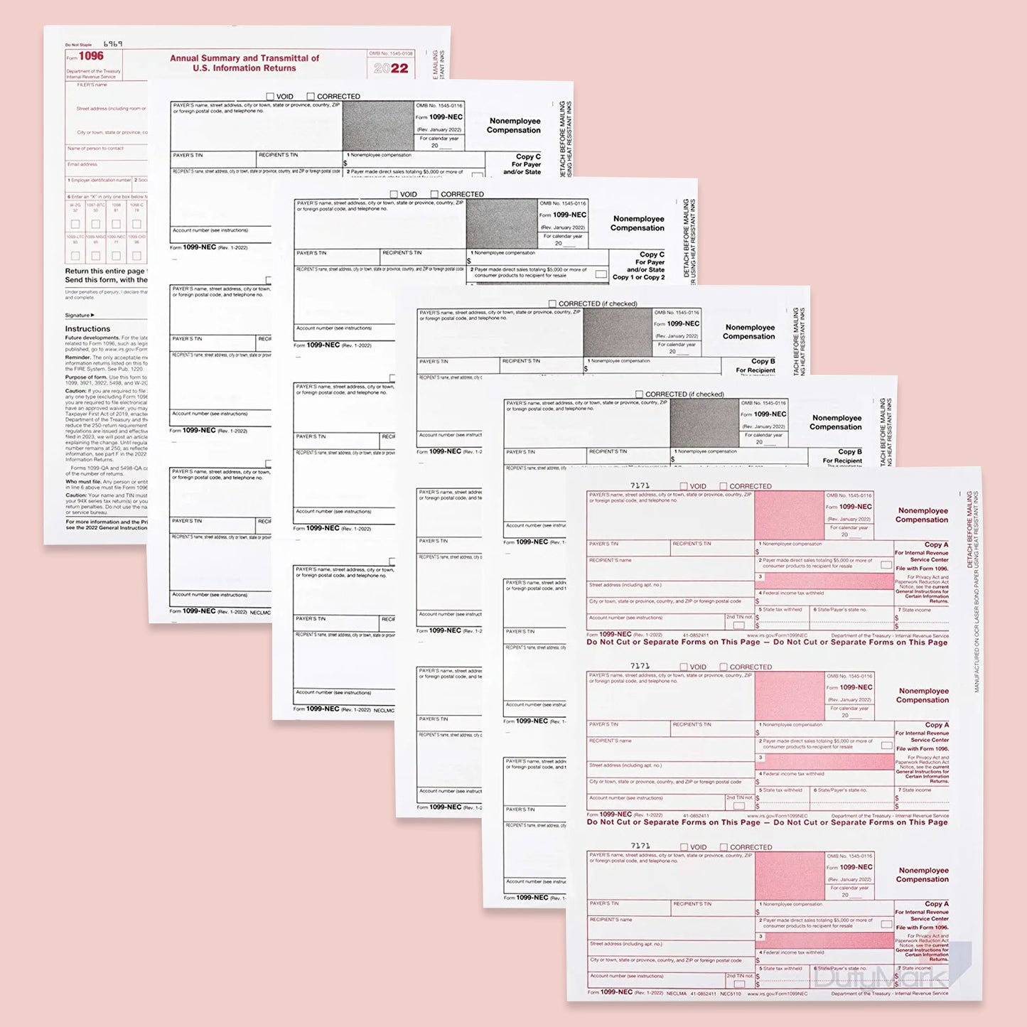 1099 NEC 3 PART FORMS